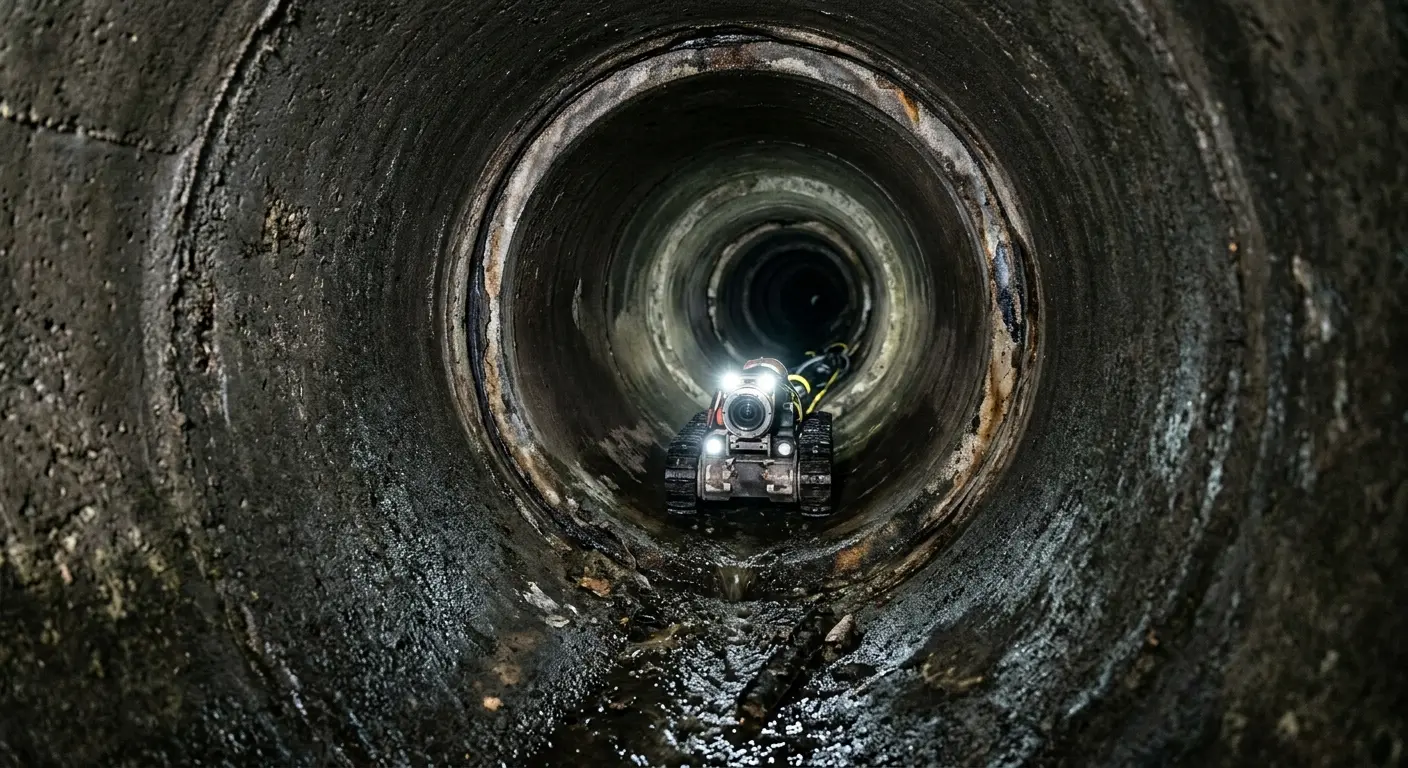 Robotic sewer camera inspecting pipe interior for Drain Snake Service in Orangevale